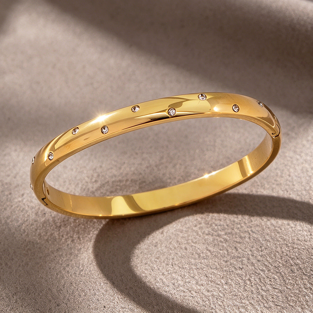 Starry Inlay Zirconia Gold Bracelet