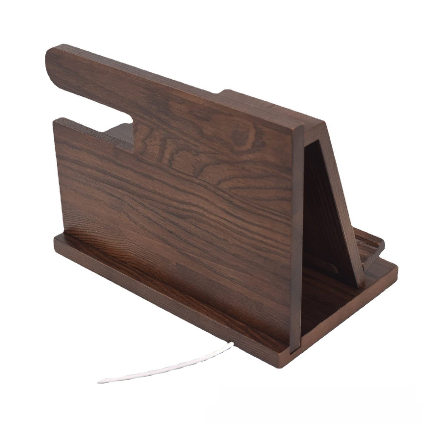 Walnut Desk Organizer — Phone Stand & Storage Tray