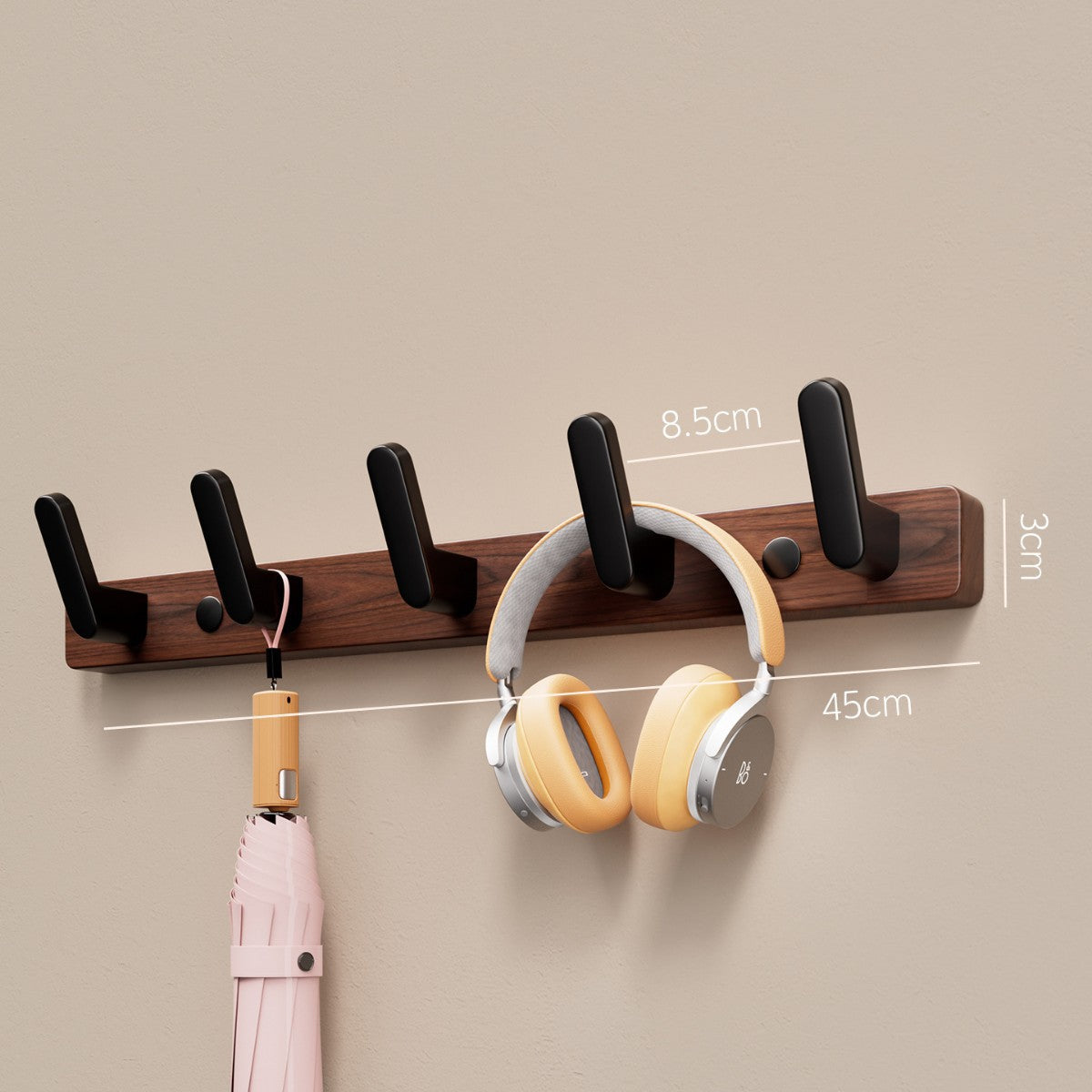 Walnut Wood Adhesive Wall Hooks
