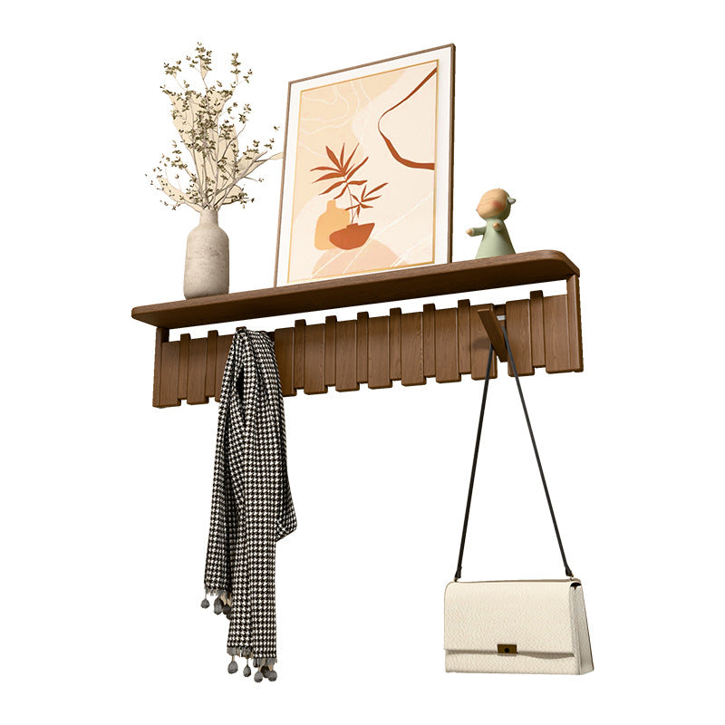 Piano Key Walnut Wall Hanger — Entryway Hook Shelf