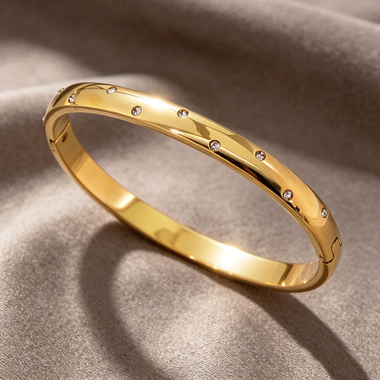 Starry Inlay Zirconia Gold Bracelet