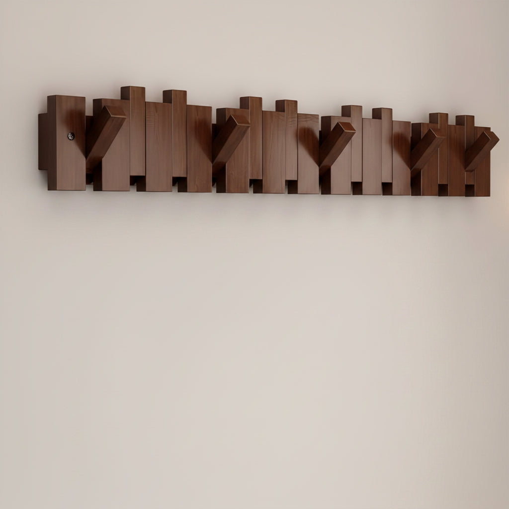 Luxury Wooden Wall Hook Rack — Minimalist Entryway Organizer, Walnut