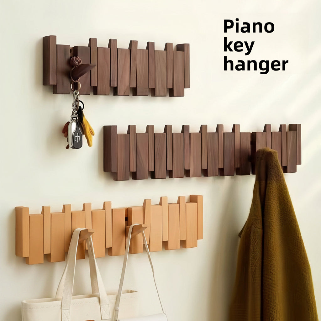 Luxury Wooden Wall Hook Rack — Minimalist Entryway Organizer, Walnut