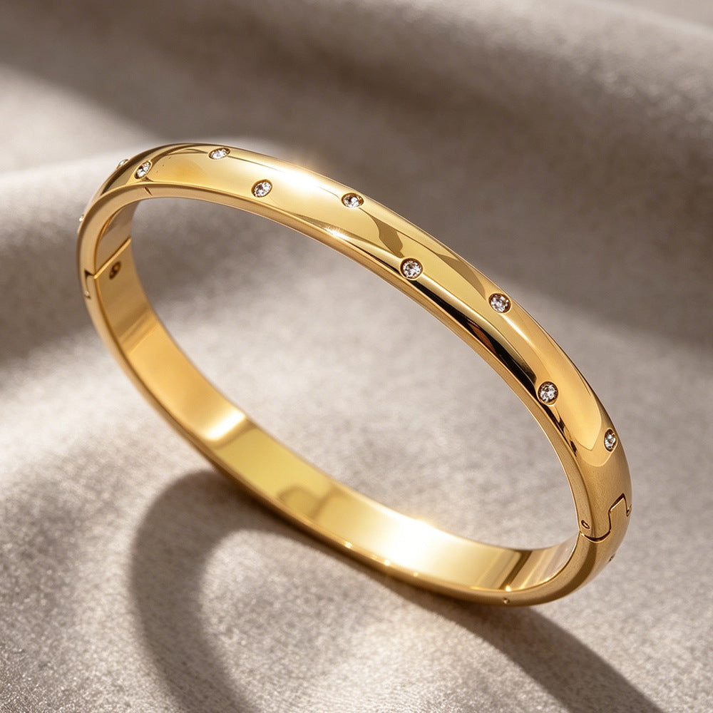 Starry Inlay Zirconia Gold Bracelet
