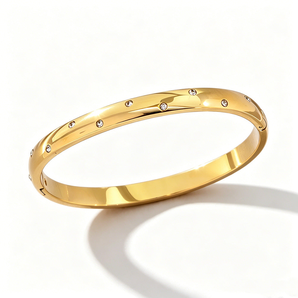 Starry Inlay Zirconia Gold Bracelet