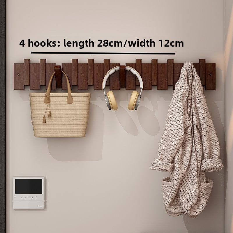 Luxury Wooden Wall Hook Rack — Minimalist Entryway Organizer, Walnut